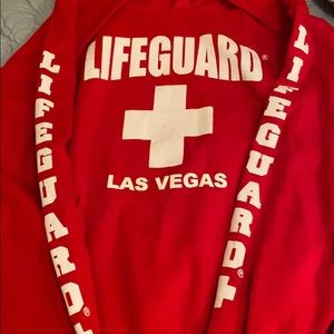 Red Las Vegas lifeguard hoodie